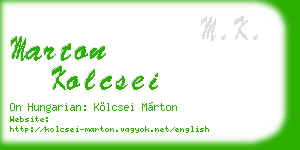 marton kolcsei business card
