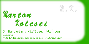 marton kolcsei business card